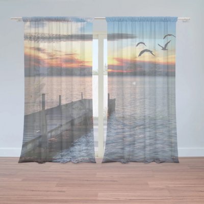 Sablio Záclony Západ slunce nad molem: 2ks 150x250cm – Zboží Mobilmania