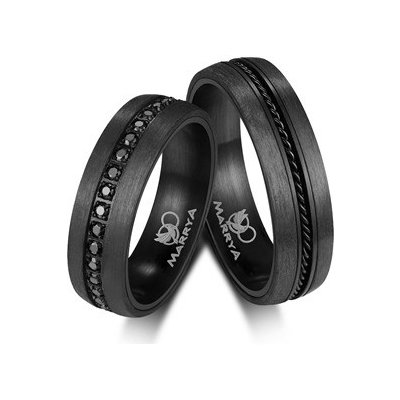 Marrya Dámský karbonový prsten s černými zirkony CA01 D – Zboží Mobilmania