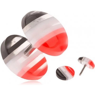 Šperky eshop fake plug z akrylu vypouklá kolečka červené bílé a černé pruhy S55.25 – Zbozi.Blesk.cz