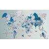 Nástěnné mapy Mapa světa pro cestovatele dřevěná 3D - AQUA 300 cm x 175 cm