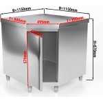 G.Gastro Nerezová pracovní skříňka PREMIUM - 1150x1150 mm - se 1 křídlovými dveřmi - D9782226 – Zboží Dáma