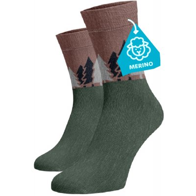 Hrubé hřejivé ponožky MERINO Les Merino Zelená