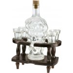 MPM Skleněná láhev na likér o objemu 700 ml se 4 skleničkami v dřevěném podstavci Martius F10.1591.52.W – Zbozi.Blesk.cz