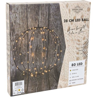 HIT Vánoční dekorace s časovačem 80LED černá koule 28cm – Hledejceny.cz