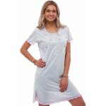 Elegantní šedá noční košilka s květinovou výšivkou a zapínáním u krku pro kojící maminky 1C4071 šedá – Zboží Mobilmania