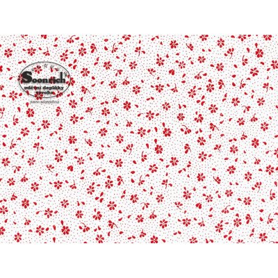 Soonrich látka na patchwork červené kytky na bílé ptw132 – Hledejceny.cz