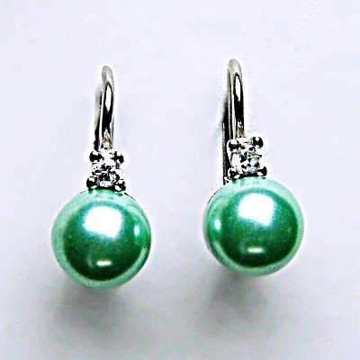 Čištín umělá perla zelená s umělou perlou NK 1207 8015