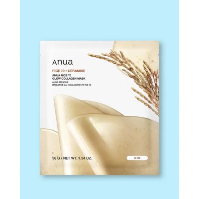ANUA Rice 70 Glow Collagen Mask Kolagenová pleťová maska s extraktem z rýže 38 g 1 ks – Zboží Dáma