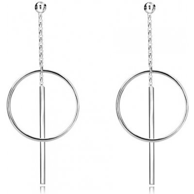 Šperky eshop puzetové náušnice ze stříbra lesklá kulička kruh a tyčinka na řetízku R04.13