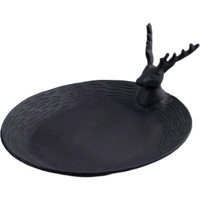 Dekorační černý oválný tácek s hlavou jelena 36 x 25 x 13 cm – Hledejceny.cz