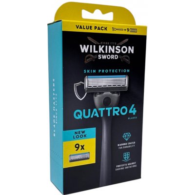 Wilkinson Sword Quattro Essential 4 + 9 ks hlavic – Zboží Mobilmania