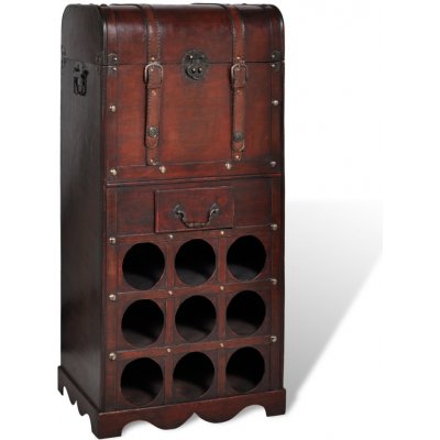 vidaXL Dřevěný stojan na víno pro 9 lahví s kufrem – Zboží Mobilmania