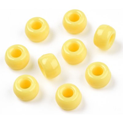 Akrylové korálky - pony beads - žluté - 6 x 9 mm - 10 ks – Zboží Dáma