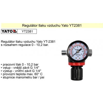 YATO Redukční ventil tlaku vzduchu 1/4" YT-2381