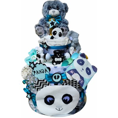 BabyDort třípatrový plenkový dort pro miminko PANDA PREMIUM – Zboží Dáma