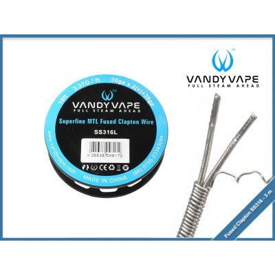 Vandy Vape SS316L Superfine MTL Fused Clapton odporový drát 30GA*2 + 38GA 3m – Zbozi.Blesk.cz