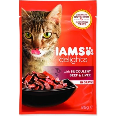 Iams Cat delights beef & liver in gravy 85 g – Zboží Mobilmania