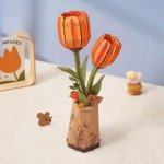 ROBOTIME Rowood 3D dřevěné puzzle Oranžové tulipány 76 ks – Sleviste.cz