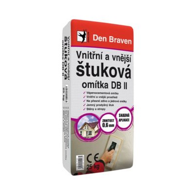 Den Braven Vnitřní a vnější štuková omítka DB II, pytel 25 kg – HobbyKompas.cz