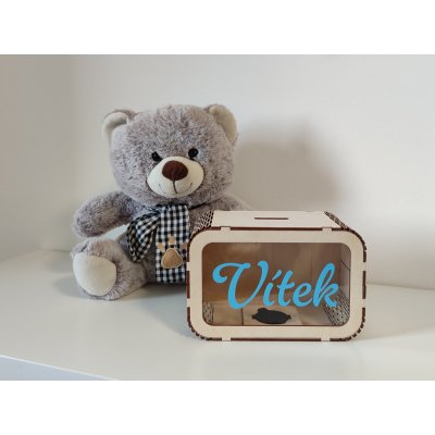 Dřevěná dětská pokladnička se jménem D-decor – Zboží Dáma