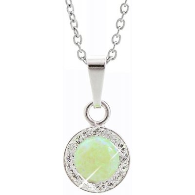 JSB Stříbrný se světle zeleným opálem a krystaly Swarovski Elements kolečko chrysolite opal 15078