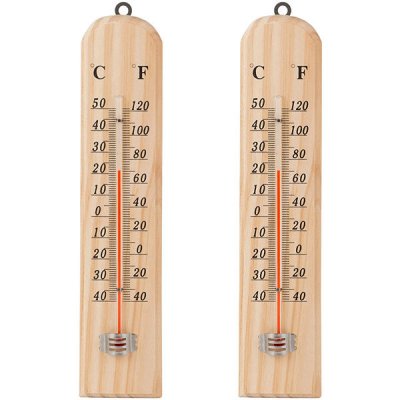 Verk 07184 Teploměr venkovní 26 cm dřevěný, 2 ks – Zboží Dáma