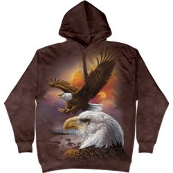 The Mountain Hoodie Eagle and Clouds hnědá