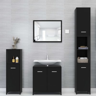 shumee 4dílný set koupelnového nábytku černý dřevotříska