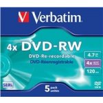 Verbatim DVD-RW 4,7GB 4x, jewel, 5ks (43285) – Zboží Mobilmania