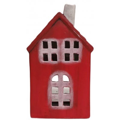 Červený keramický domek na čajovou svíčku Lamont - 7*7*18 cm - Clayre & Eef – Hledejceny.cz