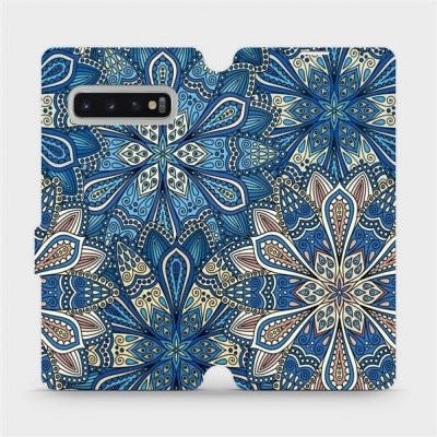 Pouzdro Mobiwear parádní flip Samsung Galaxy S10 Plus - V108P Modré mandala květy – Zboží Mobilmania