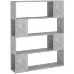 Regálová knihovna Room Divider Concrete Šedá 100x24x124 cm – Zboží Mobilmania