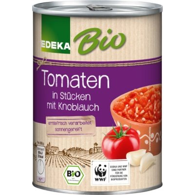 Edeka BIO rajčata na kousky s česnekem 400 g – Zbozi.Blesk.cz