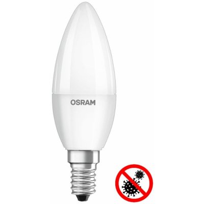 Osram LED žárovka E14 B35 5,5W = 40W 470lm 6500K Studená bílá 200° Antibakteriální OSRANT0115 – Zboží Mobilmania