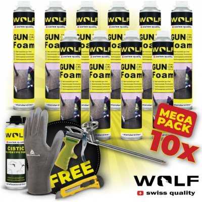 Wolf swiss quality Montážní pěna pistolová Vysokoexpanzní 700 ml Mega pack 10 ks – Zbozi.Blesk.cz