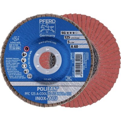 PFERD TOOLS 67756125 PFC 125 A-COOL 60 SG INOX+ALU vějířovitý brusný kotouč Průměr 125 mm Ø otvoru 22.23 mm hliník, neželezné kovy, nerezová ocel 10 ks – Zboží Dáma