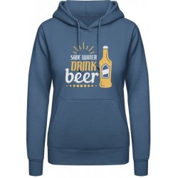 AWDis Hoodie mikina Zachraň vodu pij pivo Letecká modrá