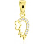 Gemmax Jewelry Zlatý přívěsek Andělské křídlo se srdíčkem GLPYB 39071