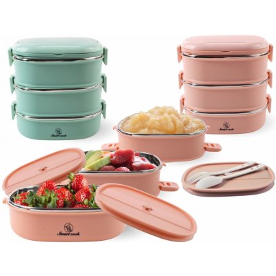 Smartcook Jídlonosič 3 patra + plastová lžíce a vidlička – Hledejceny.cz