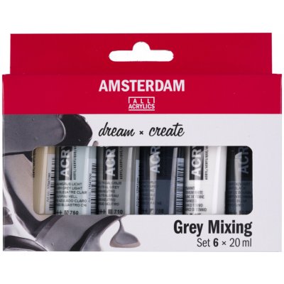 Amsterdam Standard sada akrylových barev grey mixing 6 ks 20 ml – Sleviste.cz