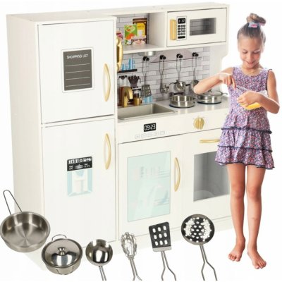 INKA Dětská dřevěná kuchyňka s lednicí a mikrovlnkou 80 cm – Zboží Dáma