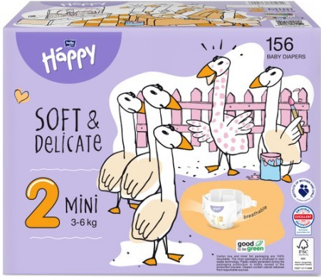 Bella Baby Happy Soft&Delicate 2 Mini 3-6 kg Box 2 x 78 ks