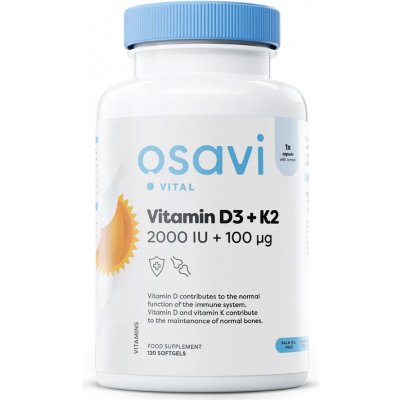 Osavi Vitamín D3 + K2 2000 IU + 100 mcg 120 softgelových kapslí – Hledejceny.cz