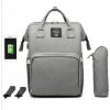 Lequeen Multifunkční batoh se zabudovaným USB portem šedá