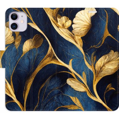 Pouzdro iSaprio Flip s kapsičkami na karty - GoldBlue Apple iPhone 11