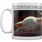 CurePink Bílý keramický hrnek Star Wars Hvězdné války TV seriál The Mandalorian When your song comes on MG25846 315 ml – Sleviste.cz