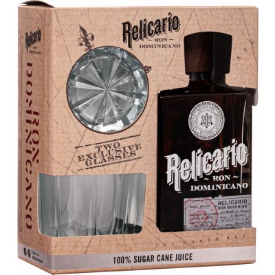 Relicario Ron Dominicano Superior + 2 sklenice 40% 0,7l (darčekové balenie 2 poháre)