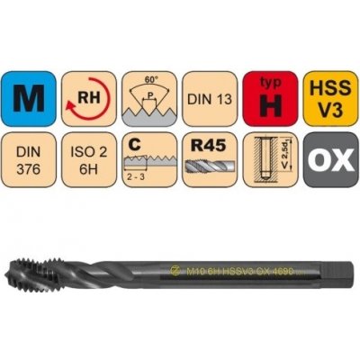 NÁSTROJE CZ Strojní závitník M16x2 ISO2 HSSV3 OX DIN 376 RSP40 - 4690 – Hledejceny.cz