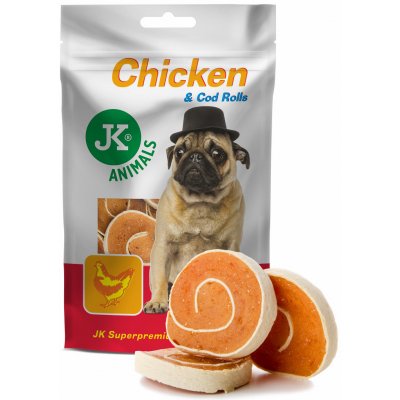 JK ANIMALS Meat Snack Chicken & Cod Rolls sušené kuřecí maso a treska 80 g