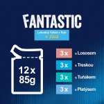Felix Fantastic s lososem platýsem tuňákem a treskou v želé 12 x 85 g – Sleviste.cz